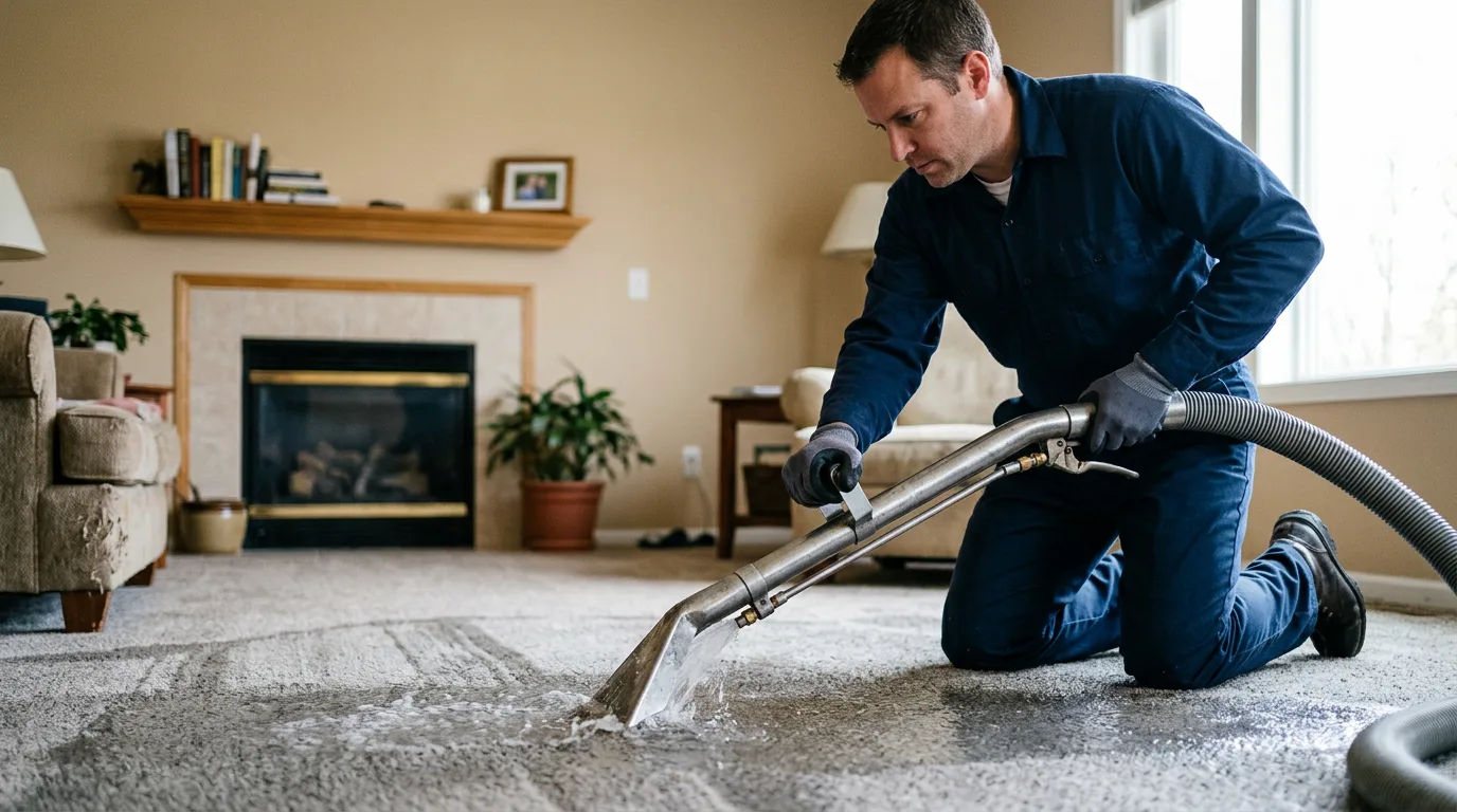 Water damage restoration technician working near Hansford, WV